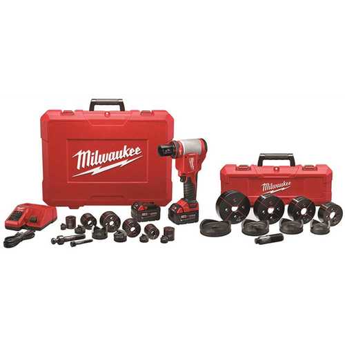 Milwaukee 2676-23 M18 18-Volt Lithium-Ion 1/2 in. to 4 in. Force Logic High Capacity Cordless Knockout Tool Kit w/Die Set 3.0 Ah Batteries