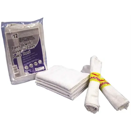 All-Purpose Terry Bar Towels White - pack of 12