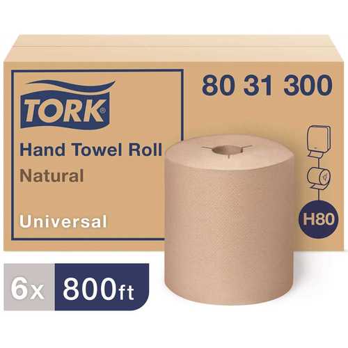 Natural 8 in. Controlled Hardwound Paper Towels (800 ft./Roll, ) - pack of 6