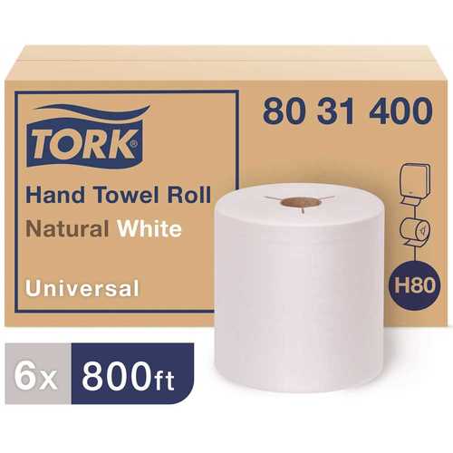 Tork 8031400 Natural White 8 in. Controlled Hardwound Paper Towels (800 ft./Roll, ) - pack of 6