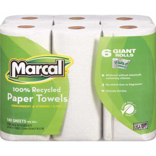 5-3/4 in. x 11 in. 100% Premium Recycled Giant Roll Towels (140-Sheets per Roll ) - pack of 24