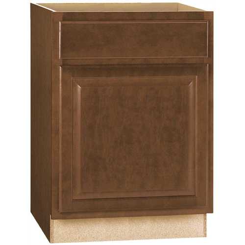 Hampton Cognac Raised Panel Stock Assembled Base Kitchen Cabinet with Drawer Glides (24 in. x 34.5 in. x 24 in.)