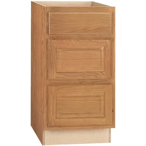 Hampton Medium Oak Raised Panel Assembled Drawer Base Kitchen Cabinet with Drawer Glides (18 in. x 34.5 in. x 24 in.)