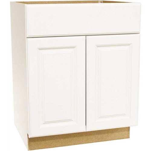 Hampton Bay KB27-SW Hampton Satin White Raised Panel Stock Assembled ...