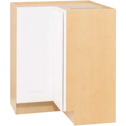 Hampton Satin White Raised Panel Stock Assembled Lazy Susan Corner Base Kitchen Cabinet (28.5 in. x 34.5 in. x 16.5 in.)