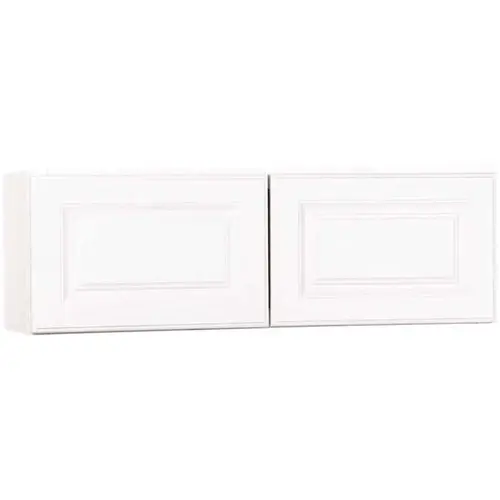 Hampton Satin White Raised Panel Stock Assembled Wall Bridge Kitchen Cabinet (30 in. x 12 in. x 12 in.)