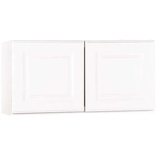 Hampton Satin White Raised Panel Stock Assembled Wall Bridge Kitchen Cabinet (30 in. x 15 in. x 12 in.)