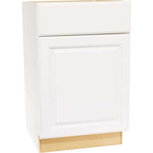 Hampton Satin White Raised Panel Stock Assembled Base Kitchen Cabinet with Drawer Glides (21 in. x 34.5 in. x 24 in.)