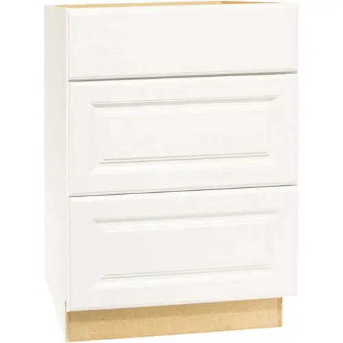 Hampton Satin White Raised Panel Assembled Drawer Base Kitchen Cabinet with Drawer Glides (24 in. x 34.5 in. x 24 in.)