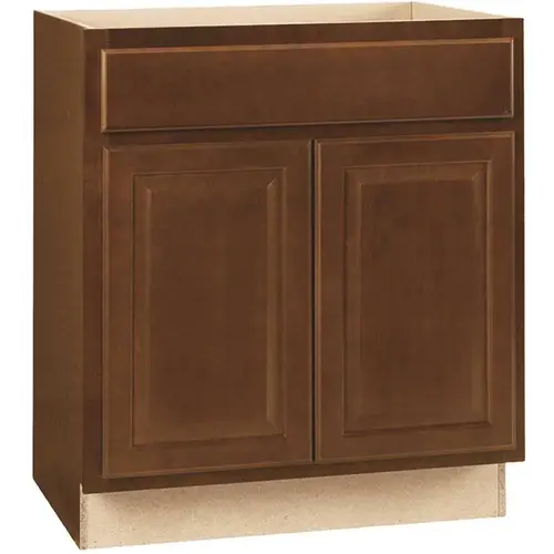 Hampton Cognac Raised Panel Stock Assembled Base Kitchen Cabinet with Drawer Glides (30 in. x 34.5 in. x 24 in.)