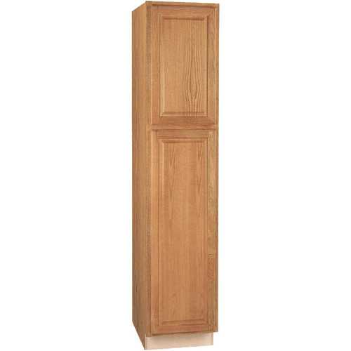 Hampton Medium Oak Raised Panel Stock Assembled Pantry Kitchen Cabinet (18 in. x 84 in. x 24 in.)