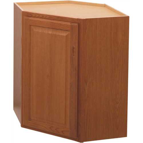 Hampton Assembled 24x30x12 in. Diagonal Corner Wall Kitchen Cabinet in Medium Oak