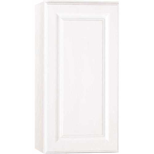 Hampton Satin White Raised Panel Stock Assembled Wall Kitchen Cabinet (15 in. x 30 in. x 12 in.)