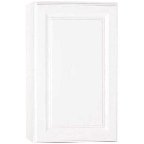 Hampton Satin White Raised Panel Stock Assembled Wall Kitchen Cabinet (18 in. x 30 in. x 12 in.)