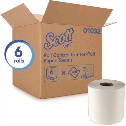 SCOTT 01032 White Full-Sized Perforated Center Pull Paper Towels () Fast-Drying Pockets (, 4,200-Sheets) - pack of 6