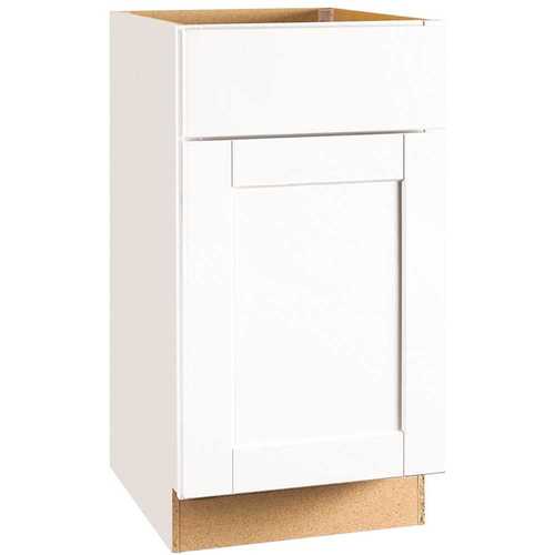 Hampton Bay KB18-SSW Shaker Satin White Stock Assembled Base Kitchen ...