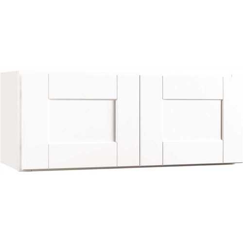 Shaker Satin White Stock Assembled Wall Bridge Kitchen Cabinet (30 in. x 12 in. x 12 in.)