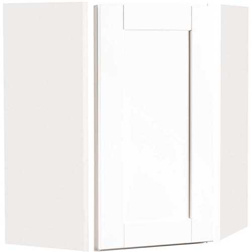 Shaker Satin White Stock Assembled Diagonal Corner Wall Kitchen Cabinet (24 in. x 30 in. x 12 in.)