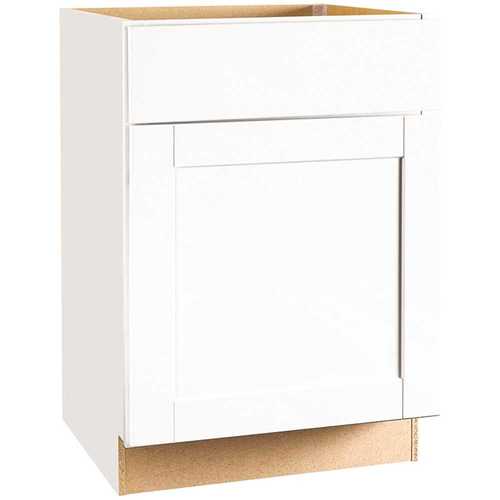 Hampton Bay KB24-SSW Shaker Satin White Stock Assembled Base Kitchen ...