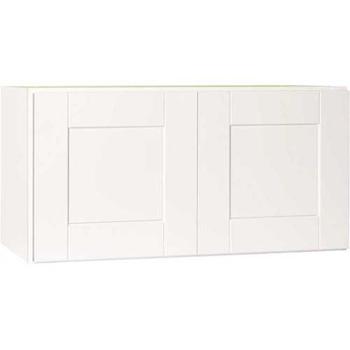 Shaker Satin White Stock Assembled Wall Bridge Kitchen Cabinet (30 in. x 15 in. x 12 in.)