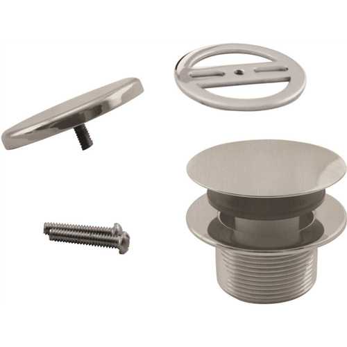 1-1/2 in. MPSM Coarse Thread Tip-Toe Bathtub Drain Plug with Floating Faceplate in Satin Nickel