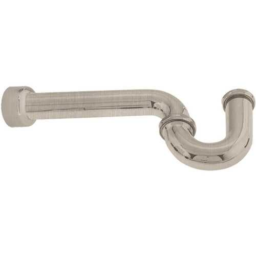 1-1/2 in. x 1-1/2 in. Brass P- Trap with Flange in Satin Nickel