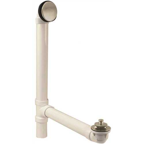 Westbrass 494244H-07 Illusionary Overflow 12 in. x 4 in. Sch. 40 PVC Bath Drain Kit in Satin Nickel