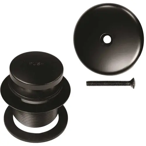 1-1/2 in. NPSM Coarse Thread Tip-Toe Bathtub Drain Plug with 1-Hole Overflow Faceplate in Matte Black