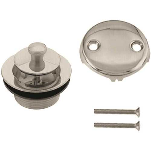 Westbrass D94-2-07 1-1/2 in. Twist and Close Tub Trim Set with 2-Hole Overflow Faceplate in Satin Nickel