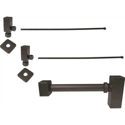 Westbrass D1338QSL-62 1-1/4 in. x 1-1/4 in. Brass Qubic Trap Lavatory Supply Kit, Matte Black