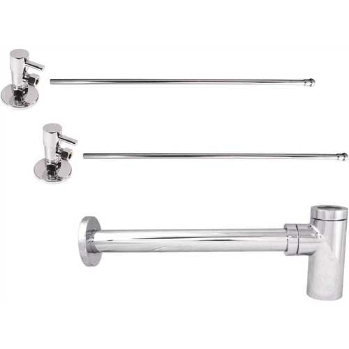 Westbrass D1438QRL-26 1-1/4 in. x 1-1/4 in. Brass Round Trap Lavatory Supply Kit Polished Chrome