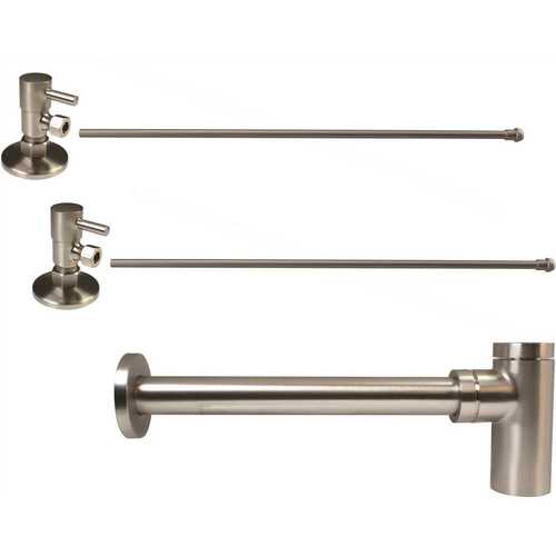 Westbrass D1438QRL-07 1-1/4 in. x 1-1/4 in. Brass Round Trap Lavatory Supply Kit, Satin Nickel