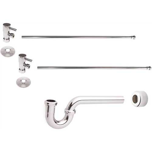 Westbrass D1838QRL-26 1-1/2 in. x 1-1/2 in. Brass P-Trap Lavatory Supply Kit, Polished Chrome