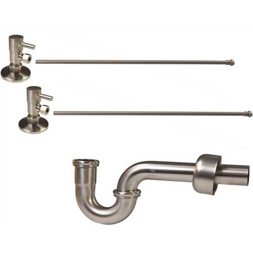 Westbrass D1838QRL-07 1-1/2 in. x 1-1/2 in. Brass P-Trap Lavatory Supply Kit, Satin Nickel