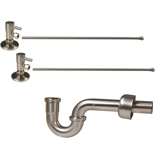 1-1/2 in. x 1-1/2 in. Brass P-Trap Lavatory Supply Kit, Satin Nickel