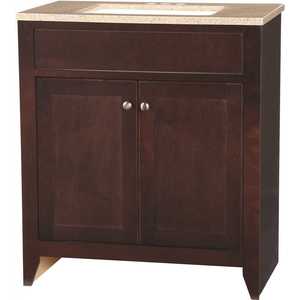 Glacier Bay PPDEC30-JVM Modular 30.5 in. W Bath Vanity in Java with Solid Surface Vanity Top in Cappuccino with White Sink
