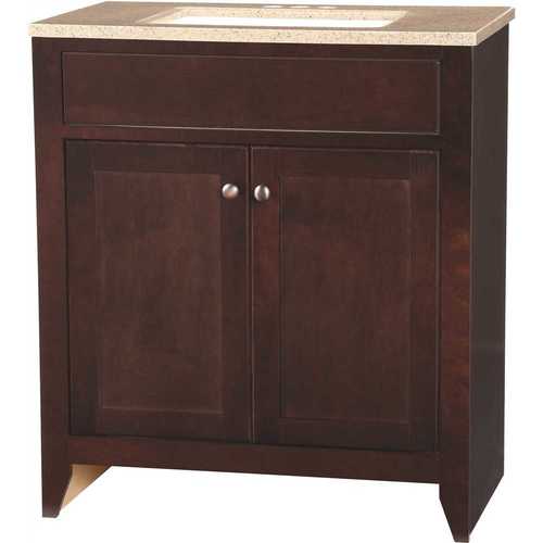 Glacier Bay PPDEC30-JVM Modular 30.5 in. W Bath Vanity in Java with Solid Surface Vanity Top in Cappuccino with White Sink