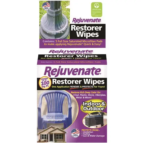 Rejuvenate RJRESTWIPES Restorer Unscented 4 In. x 4 In. Wipes (5-Count)