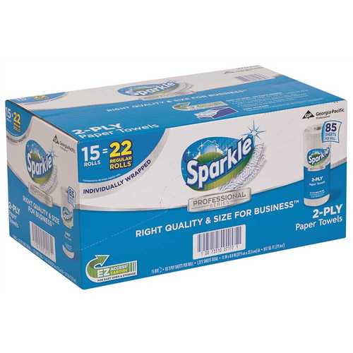 Sparkle Professional Series 2717714 2-Ply White Perforated Paper Towel Roll - pack of 15