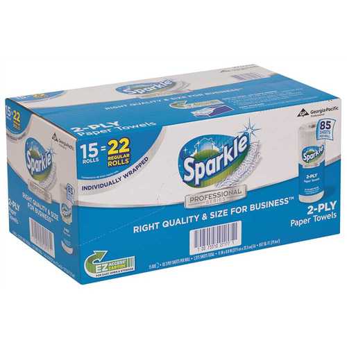 2-Ply White Perforated Paper Towel Roll - pack of 15