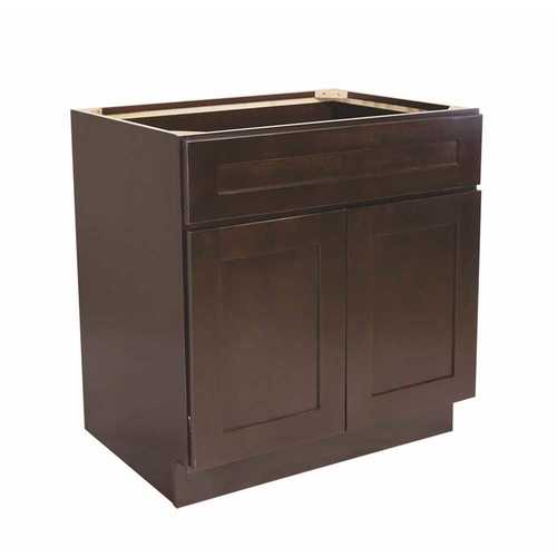 Brookings Plywood Ready to Assemble Shaker 48x34.5x24 in. 2-Door Sink Base Kitchen Cabinet in Espresso