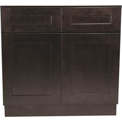 Design House 613687 Brookings Plywood Assembled Shaker 36x34.5x24 in. 2-Door 2-Drawer Base Kitchen Cabinet in Espresso