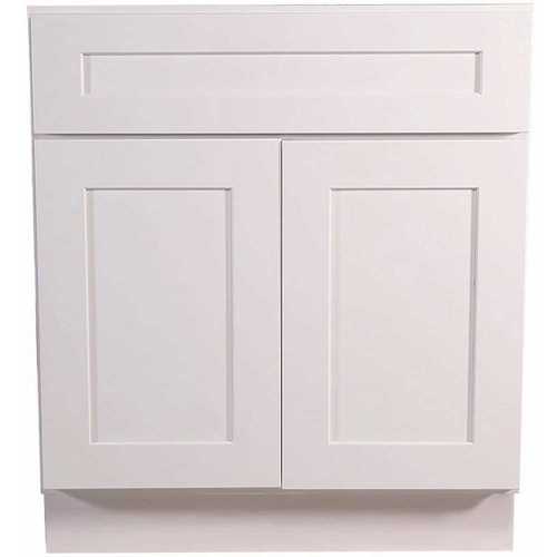 Brookings Plywood Ready to Assemble Shaker 30x34.5x24 in. 2-Door 1-Drawer Base Kitchen Cabinet in White
