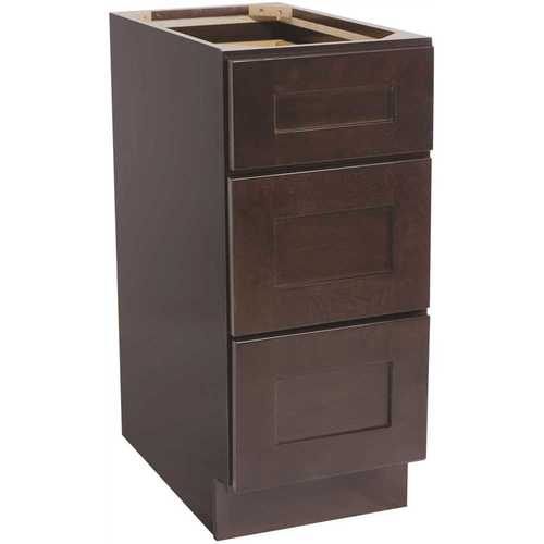 Design House 562041 Brookings Plywood Ready to Assemble Shaker 15x34.5x24 in. 3-Drawer Base Kitchen Cabinet in Espresso