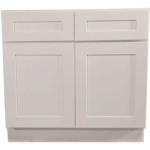 Design House 561407 Brookings Plywood Ready to Assemble Shaker 36x34.5x24 in. 2-Door 2-Drawer Base Kitchen Cabinet in White