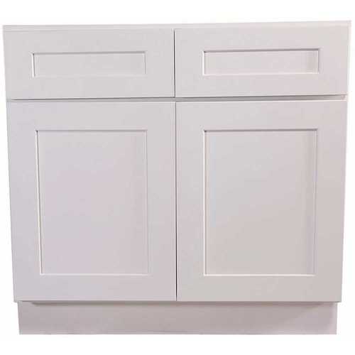 Design House 561423 Brookings Plywood Ready to Assemble Shaker 48x34.5x24 in. 2-Door 2-Drawer Base Kitchen Cabinet in White