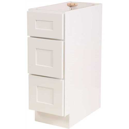 Brookings Plywood Ready to Assemble Shaker 15x34.5x24 in. 3-Drawer Base Kitchen Cabinet in White