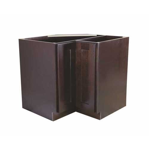 Brookings Plywood Ready to Assemble Shaker 36x34.5x24 in. 2-Door Lazy Susan Corner Base Kitchen Cabinet in Espresso