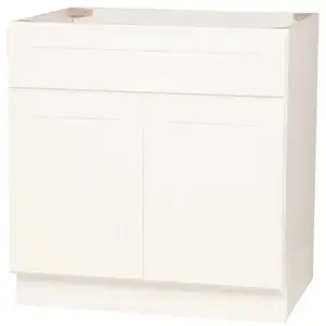 Design House Brookings Plywood Ready to Assemble Shaker 33x34.5x24 in. 2-Door Base Kitchen Cabinet Sink in White