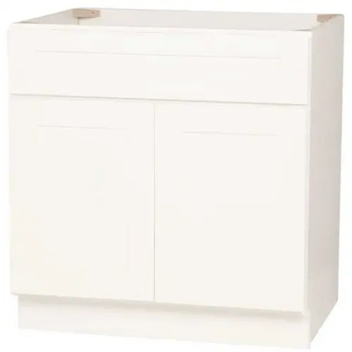 Brookings Plywood Ready to Assemble Shaker 33x34.5x24 in. 2-Door Base Kitchen Cabinet Sink in White